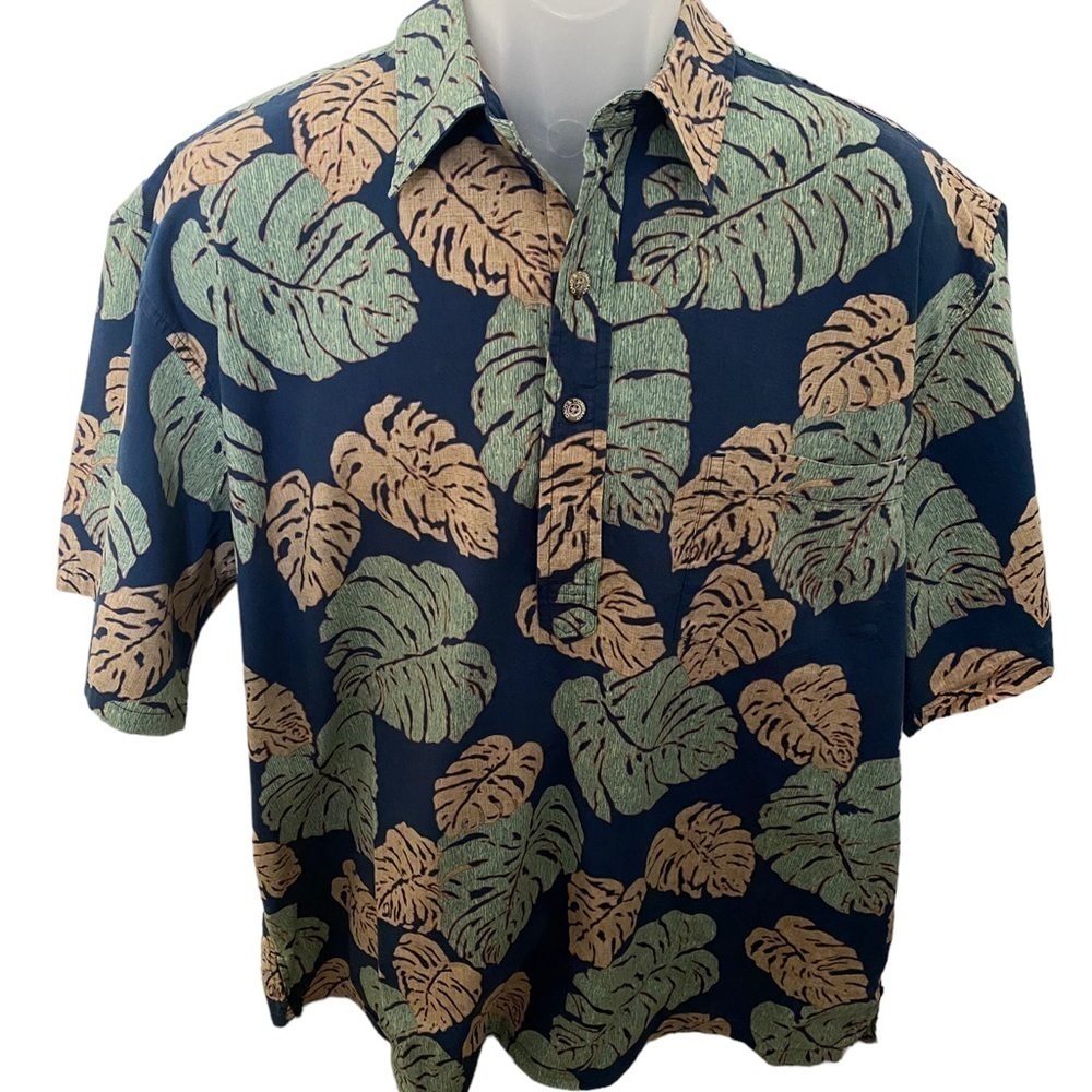 ONO & COMPANY Blue Tropical Aloha Hawaiian Shirt Men XL
